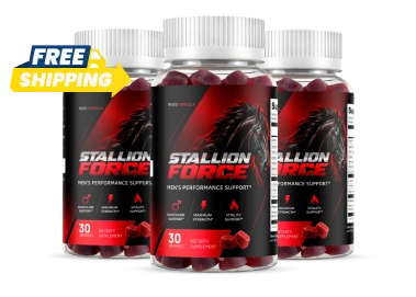 Three bottles of Stallion Force gummies